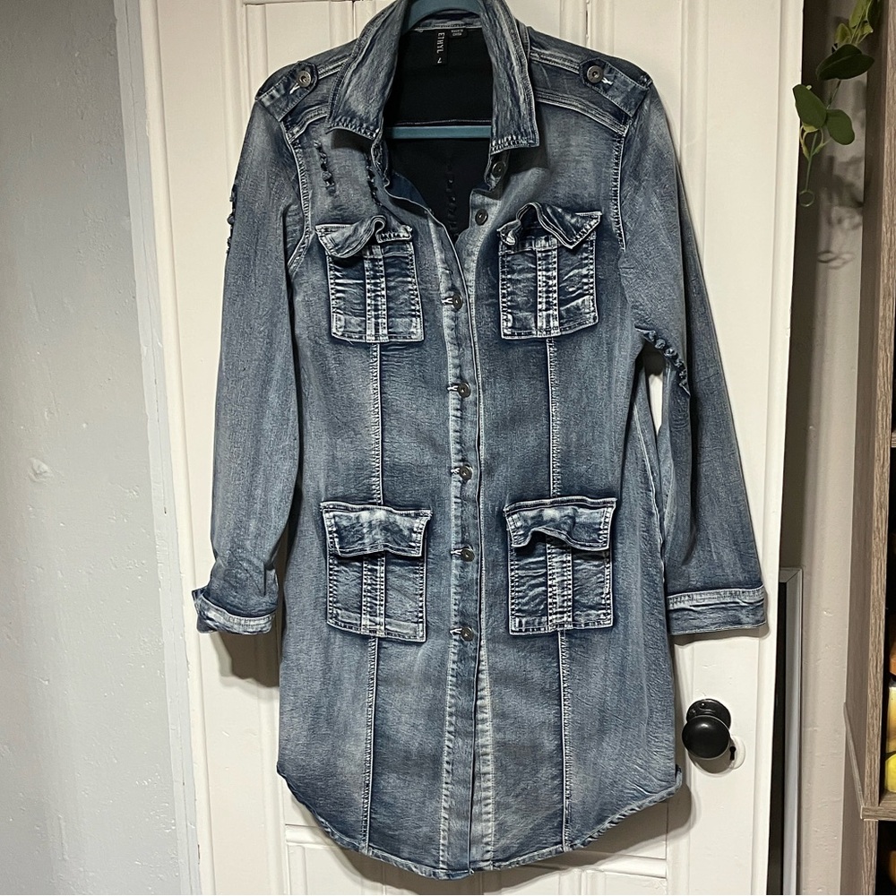 Ethyl Distressed Denim Jacket Size L